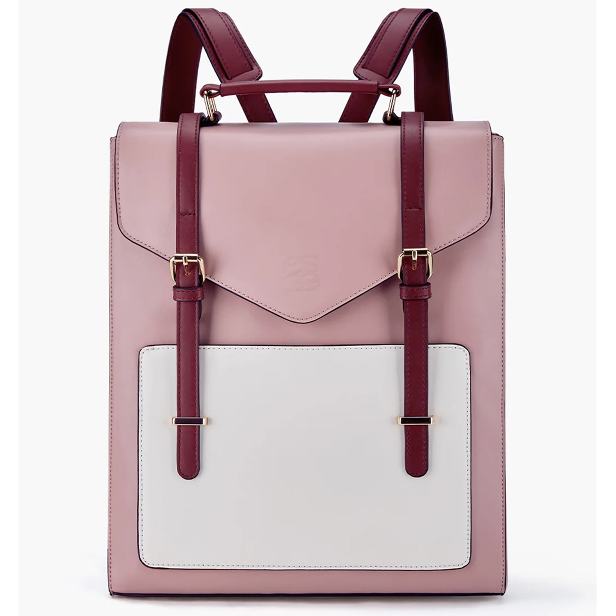 ECOSUSI Leather Vintage Women Backpack for Laptop 14 inch Computer Bag for College Bookbag Work