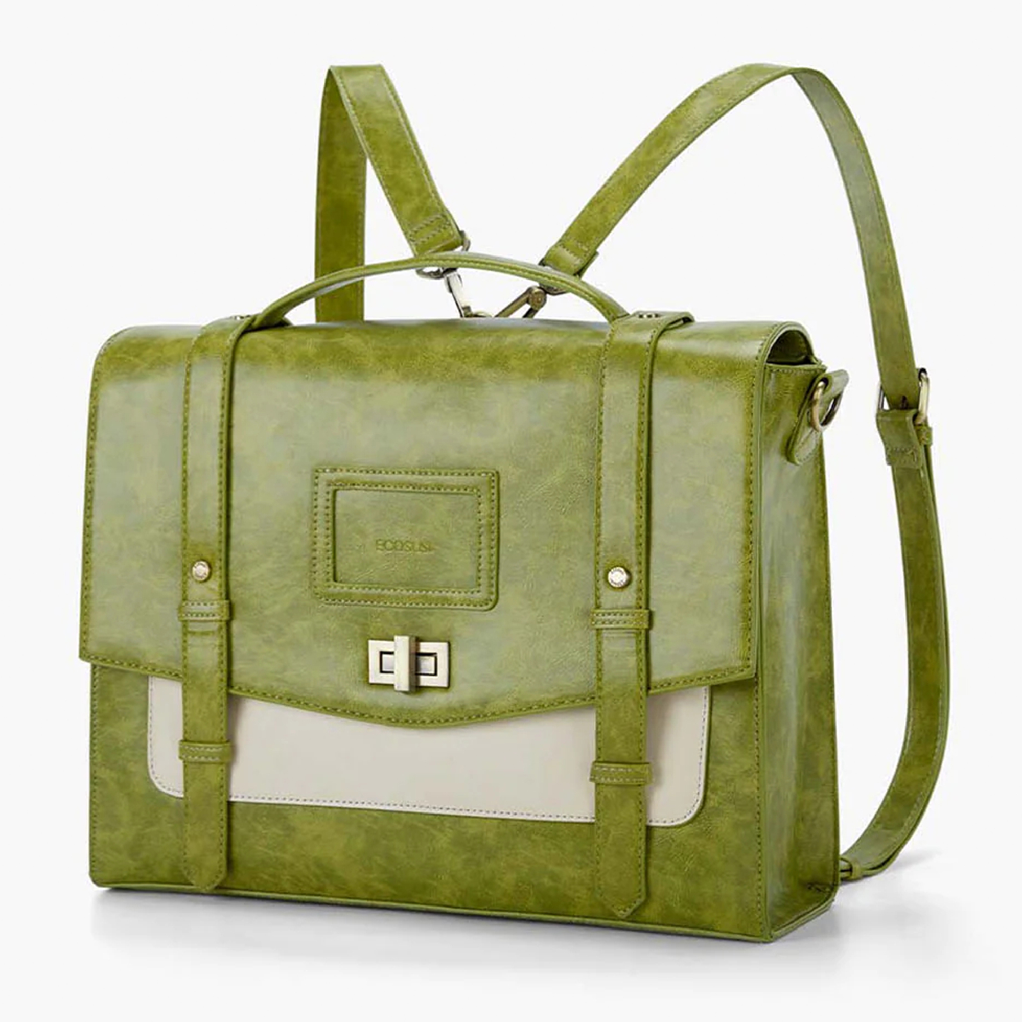 ECOSUSI Vintage Laptop Briefcase for Women Messenger Backpack, Leather Computer Bag Satchel