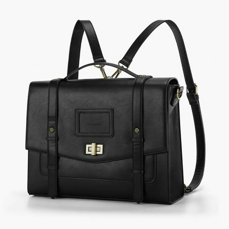 ECOSUSI Vintage Laptop Briefcase for Women Messenger Backpack Leather Computer Bag Satchel Handbags Tote Bag Crossbody Shoulder Purse for 14 inch Laptop College Work Office Business Travel Black Walma...