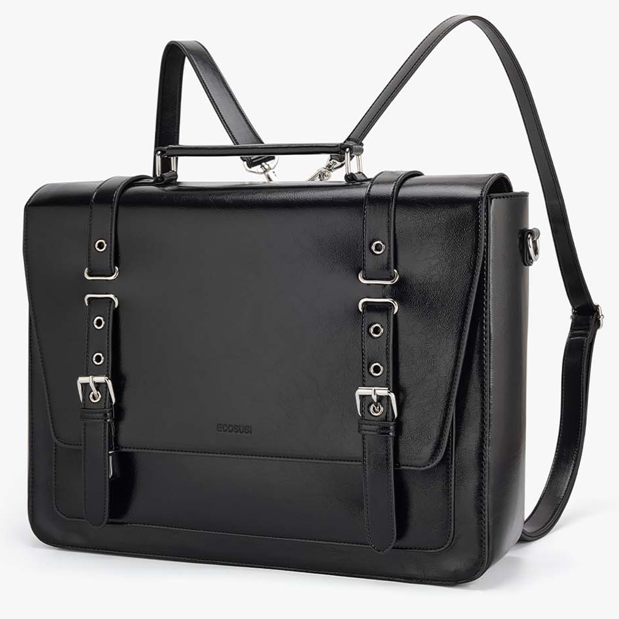 ECOSUSI Vintage Women Backpack for Laptop 15.6 inch Leather Briefcase Messenger Backpack