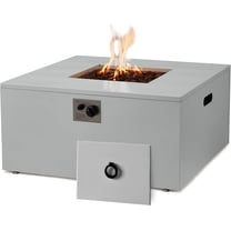 ECOTOUGE 32" Square Propane Fire Pit Table, 50,000 BTU Outdoor Gas Fire Pit with Lid, Steel Fireplace w/Weather-Resistant Pit Cover, Lava Rocks for Patio, CSA Certified, Grey