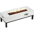 thumbnail image 1 of ECOTOUGE 42" Patio Propane Fire Pit Table, 50,000 BTU Rectangle Concrete Fire Table with Shelves, Waterproof Cover, Auto-Ignition, Free Lava Rocks, Tank Holder is Not Included, White, 1 of 15