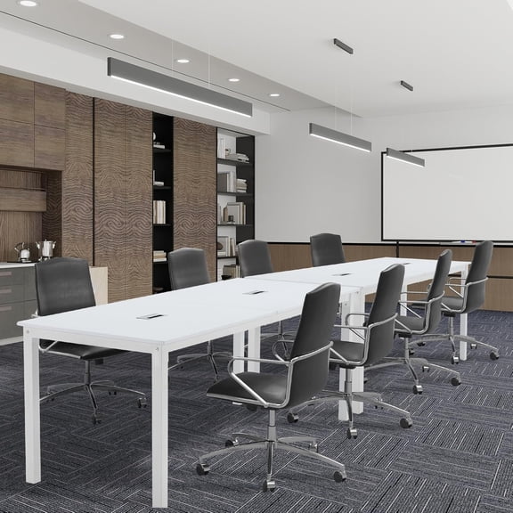 ECOTOUGE 78.7 inch Conference Table Set, 13FT Large Rectangle Meeting Seminar Table Set, Modern Long Business Tables, Computer Desk (2 Pack, Only Table), White