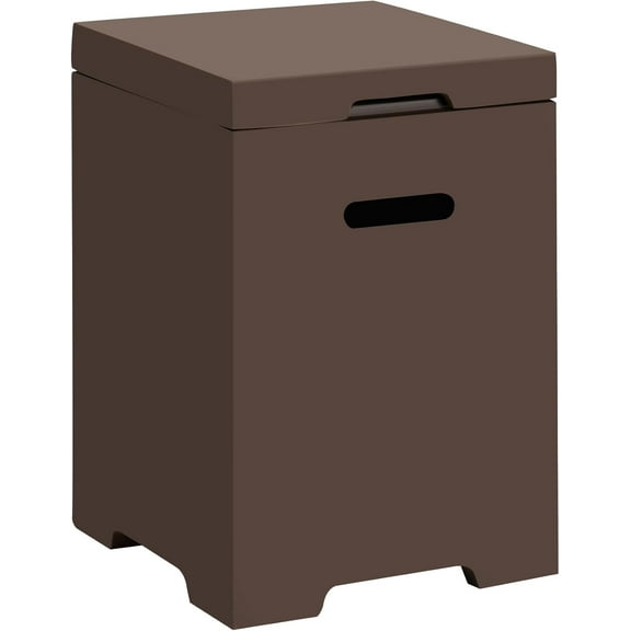 ECOTOUGE Propane Tank Cover 16 Inch, 20 LB Outdoor Tank Storage Hideaway Table for Gas Fire Pits, Concrete Tank Holder, Brown