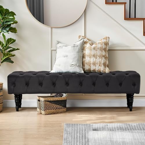 ECOTOUGE Rectangular Accent Bench, Upholstered Tufted Ottoman Bench ...