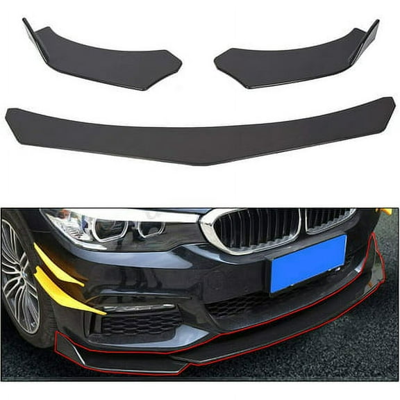 ECOTRIC Black Universal Front Bumper Lip Chin Spoiler ABS for Audi,Ford,BMW,Honda,Chevrolet,Civic,Benz,Mazda,GMC Car