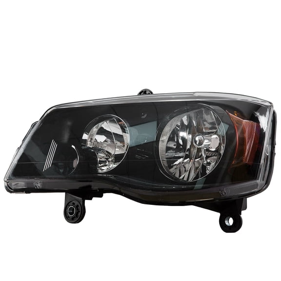ECOTRIC Driver side Black Housing Headlights Headlamps Compatible with 2011-2019 Dodge Grand Caravan 08-16 Chrysler Town & Country