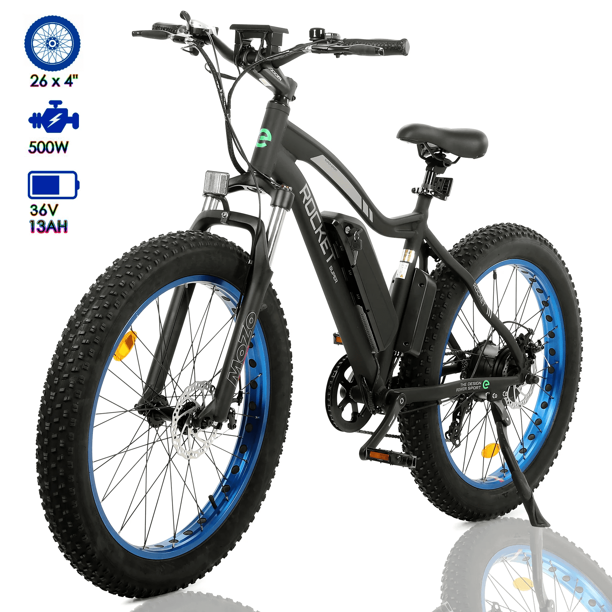 ECOTRIC Electric Bike 26 inch 36V 500W Ebike Fat Tire Beach Snow City Road Mountain E Bike Bicycle Riding UL Certified for Adults