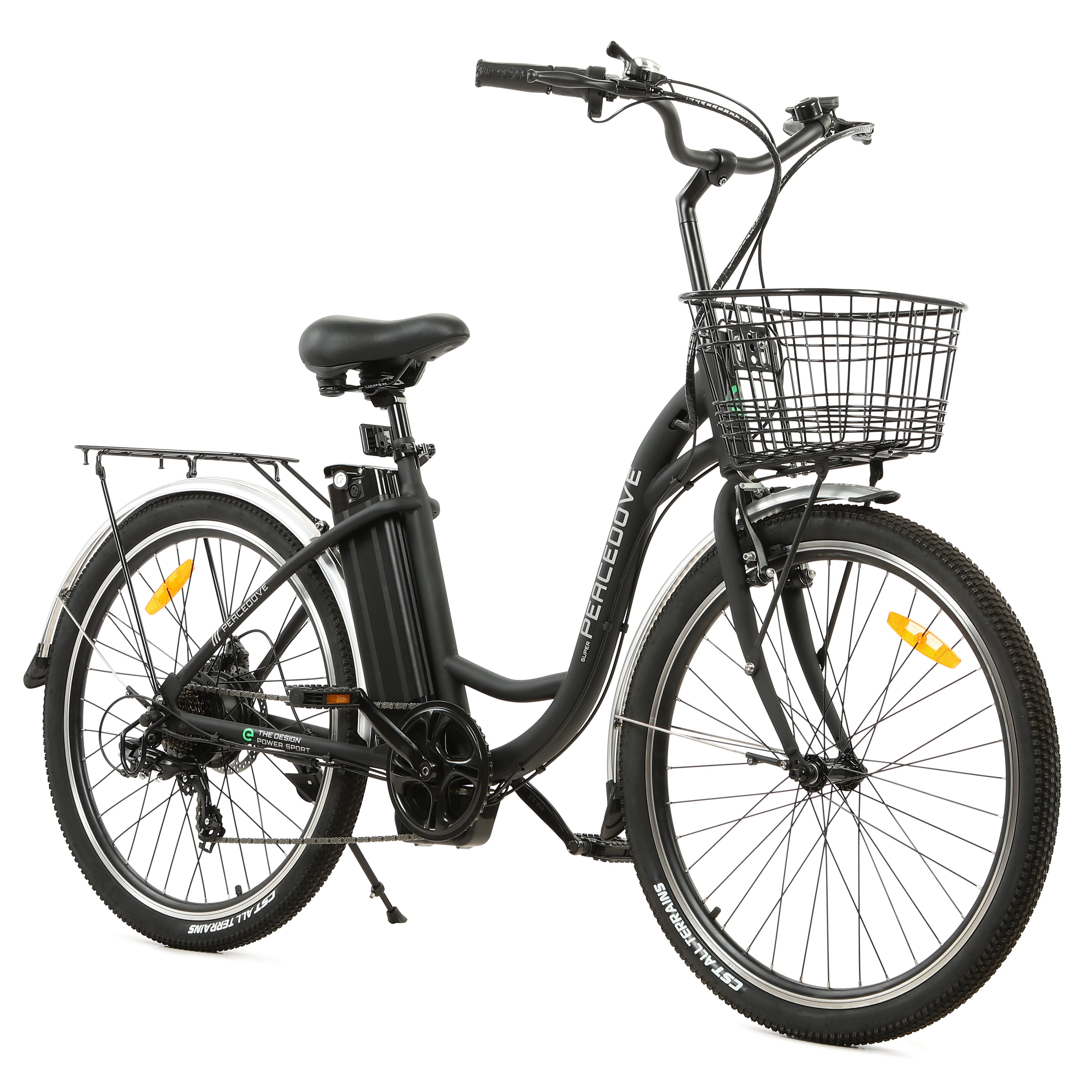 ECOTRIC Electric City Cruiser Bicycle 26" 20 MPH 350W with Basket Step Through E-bike Commute for Adult Female Male Pedal Assist A-E516646 UL2849