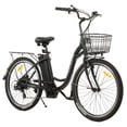 thumbnail image 1 of ECOTRIC Electric City Cruiser Bicycle 26" 20 MPH 350W with Basket Step Through E-bike Commute for Adult Female Male Pedal Assist A-E516646 UL2849, 1 of 22