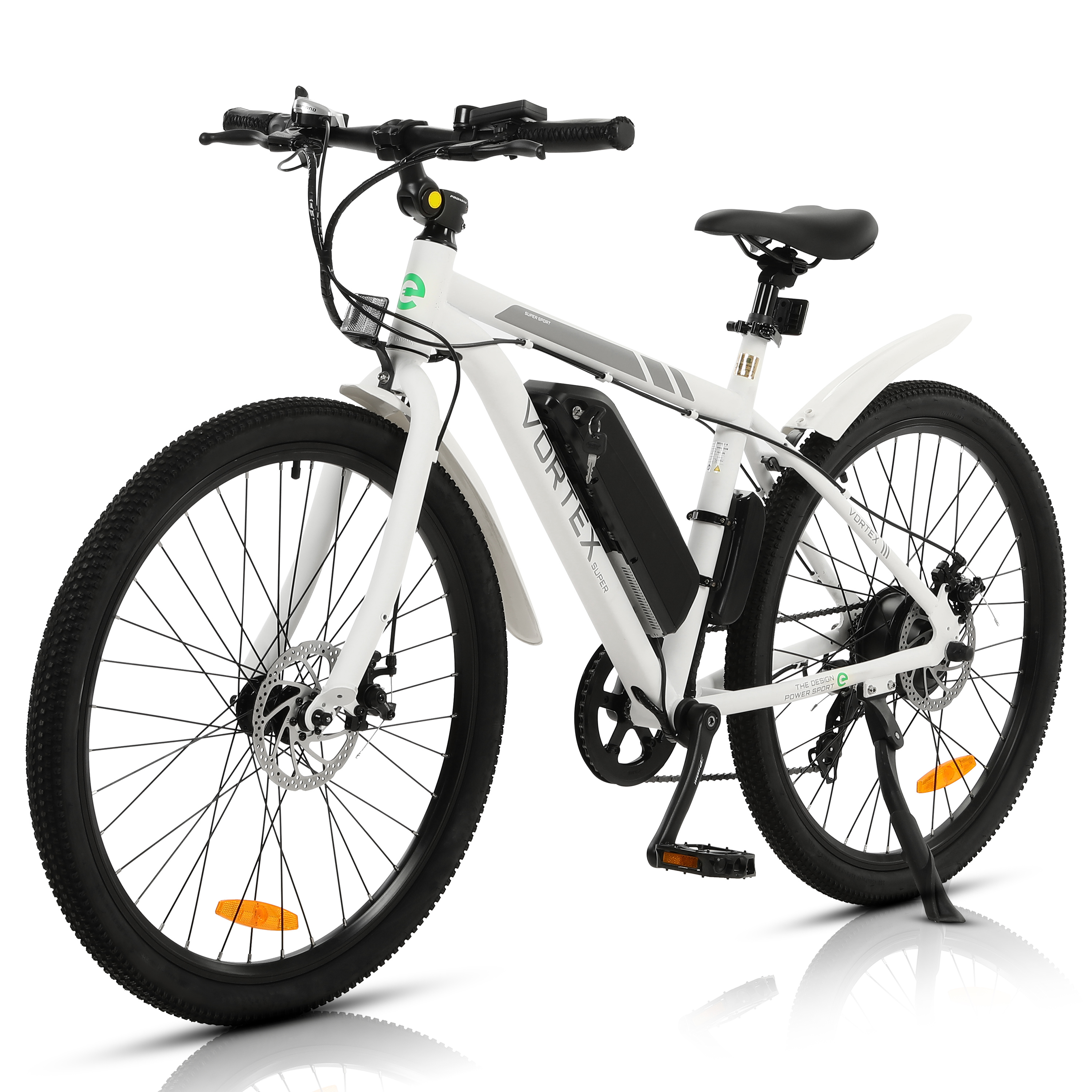 ECOTRIC Electric Commuter Bike for Adults 26" White Ebike with 350 W Motor, 20 MPH Mountain Bicycle with LED Display, Removable 36 V/12.5 Ah Battery 7 Speed Gears UL Certified A-E516646 - image 1 of 7