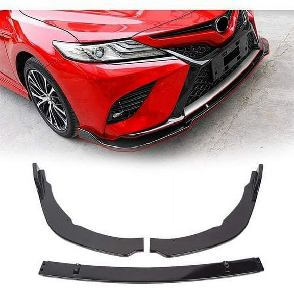 ECOTRIC Front Bumper Lip Chin Splitter Bumper Cover Trim Spoiler Splitter Diffuser Deflector Fits 2018-2022 Toyota Camry SE/XSE 19 20 21 Gloss Black