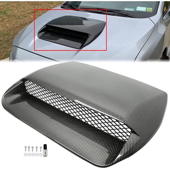 ECOTRIC Front Hood Bonnet Air Intake Scoop Cover W/Mesh Grille for 2015-2021 Subaru WRX/WRX STI Carbon Fiber Style