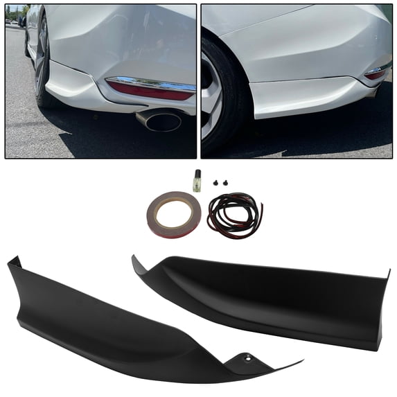 ECOTRIC Rear Bumper Lip Spoiler Splitter Air Chin Body Kit Underbody for Honda 2016 2017 Accord 4 Door Sedan Pair HFP Style