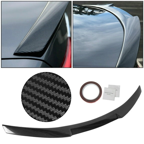 ECOTRIC Rear Trunk Lid Spoiler Wing Winglet Compatible with 2014-2020 Infiniti Q50 Sedan M4 Style - Carbon Fiber Painted