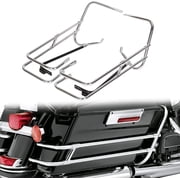 KOJEM Twin Rail Chrome Saddle Bag Guard Rail Bracket Kit For Harley Davidson 1997-2008 FLHR and FLHT 2006 2007 2008 FLHTCUSE