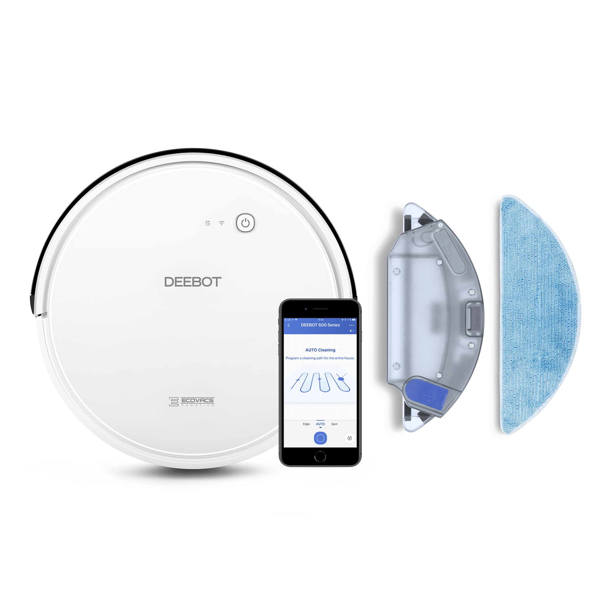 ECOVACS DEEBOT 600 Bundle with an Interchangeable Water Tank for  Convertible Vacuuming or Mopping