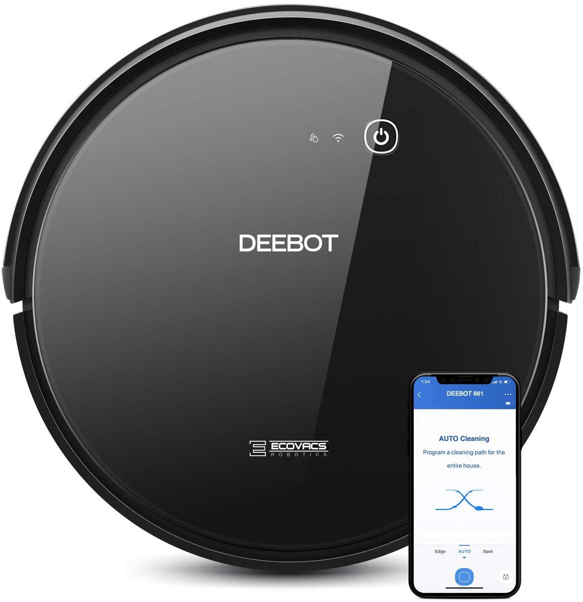 ECOVACS DEEBOT 661 Robot Vacuum Cleaner and Mop, 110 Minute Battery