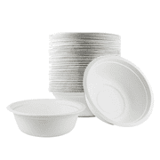 ECOWISE 8 Oz Extra Strong Bowls Compostable, Sugarcane Bagasse, Heavy Duty Disposable Plates for Party, BBQ, Picnic, Catering Pack of 200