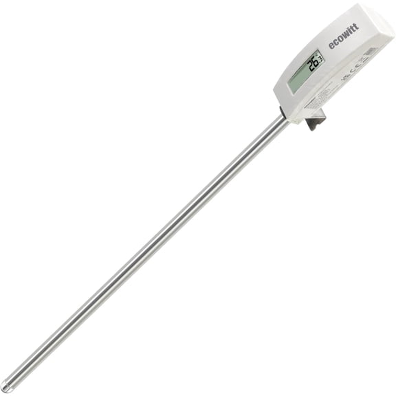 Ecowitt WN34S Soil Temperature Sensor with LCD Display, Waterproof Digital Soil Tester, 11.8-Inch Temperature Probe, 1 Count