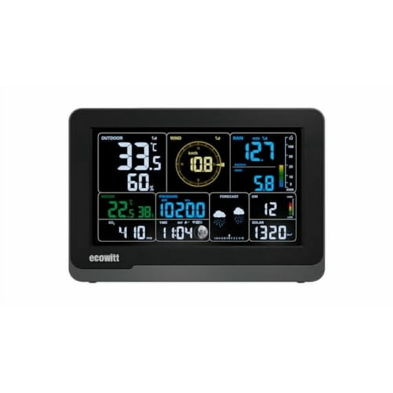ECOWITT WS3910 Weather Station Display Console, with 7.5'' LCD Large Display, Built-in Indoor Temperature&Humidity&Barometric Pressure and CO₂ Detector Sensor, 915 MHz