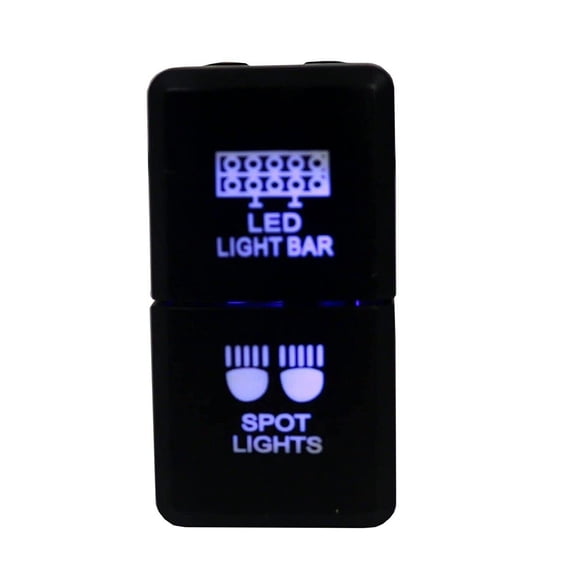 ECP-AUTOTEILE LED Light Bar/Spot Light Dual Pushbutton Car Fog Switches w/Blue,Green Dual-Color 200 Series, Including Wiring Wire Harness Adapter,1.53''x0.78",LED Light, DRL,Fog Lights etc