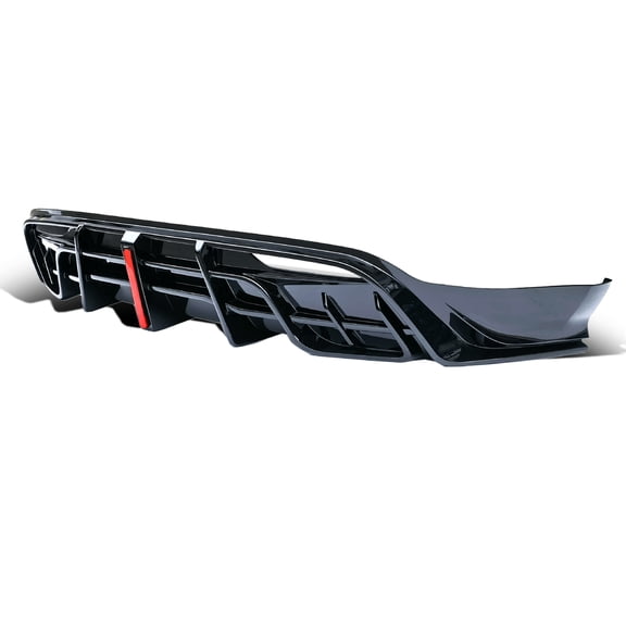 ECP-AUTOTEILE Rear Bumper Diffuser Kit w/Slim Red Brake Lights Compatible with Model 3 Highland EV 2024-2026 Lower Chin High-gloss Blacked-out Euro Ultimate Fin Style