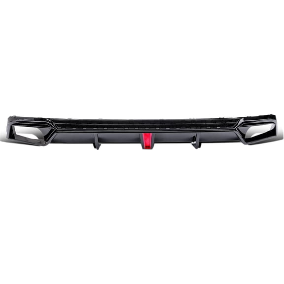 ECP-AUTOTEILE Rear Bumper Diffuser w/Corner Splitter Compatible with Accord Sedan 4-Dr 2023-2026 Lower Chin Fin W/ Red LED Brake Light Gloss Blacked-out,Car Exterior Accessories,Euro Type