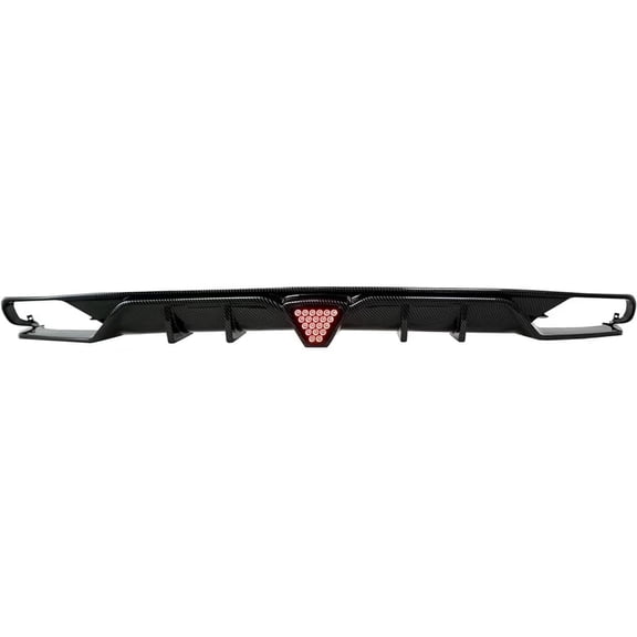 ECP-AUTOTEILE fit for 18-21 Accord X CV1 CV2 Sedan(Sport&Touring),22 Hybrid Rear Deep Fin LED Brake Diffuser,Carbon Fiber Look,T10 V2(Upgraded Harness Kit Included)