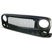 ECP-AUTOTEILE fit for 07-18 Wrangler JK Main Upper Honeycomb Grille Grill Front Matte Blackout