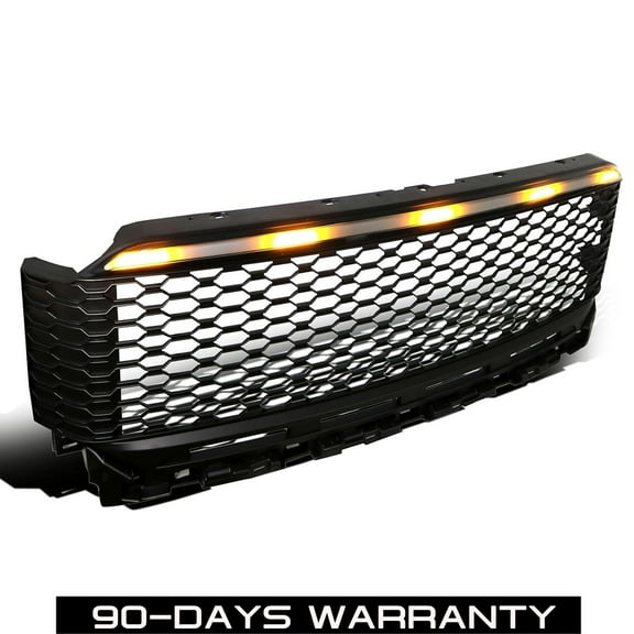 ECP-AUTOTEILE fit for 2021-2022 F-150 Truck Main Upper Car Grille Grill w/Amber,White LED Bar Strips