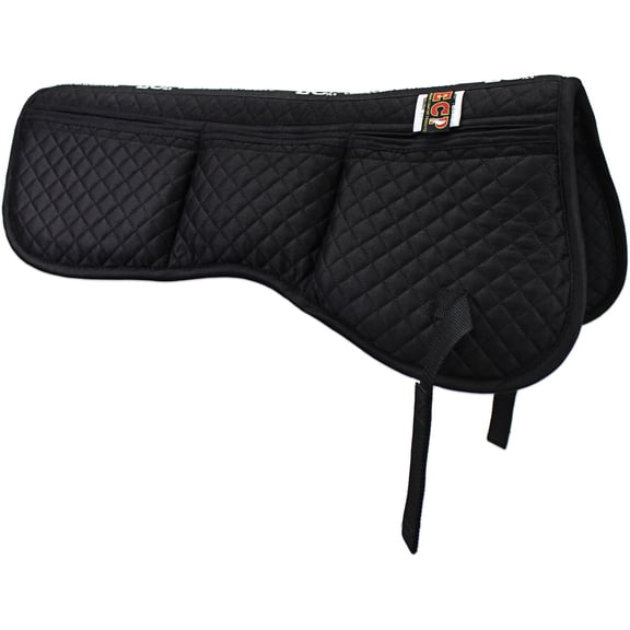 ECP Cotton Correction Contoured Half Saddle Pad - Memory Foam Pockets Black