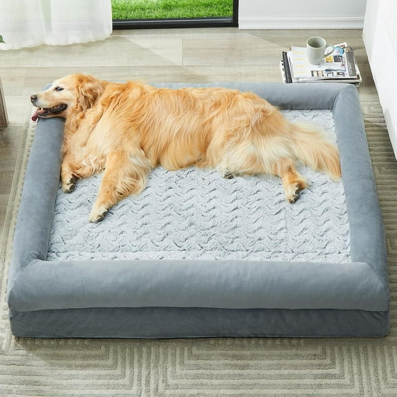 ECP XL Extra Large Dog Bed, Washable Dog Couch with Removable Waterproof Cover, Orthopedic Large Pet Sofa Bed with Bolster Sides for Sleeping