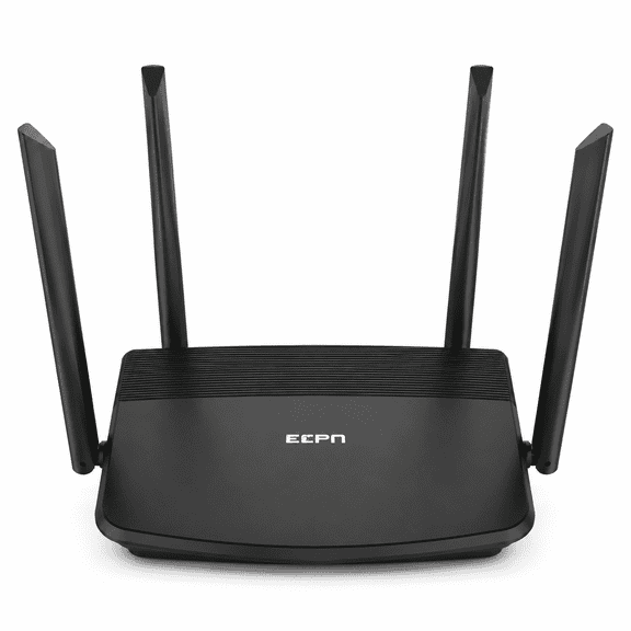 ECPN W6 AX1800 WiFi 6 Router, 1800Mbps Dual-Band Wireless Router with Easy Mesh, WPA3, 5 Gigabit Ethernet Ports, MU-MIMO, OFDMA, Beamforming, 4 x 5dBi Antennas, Black