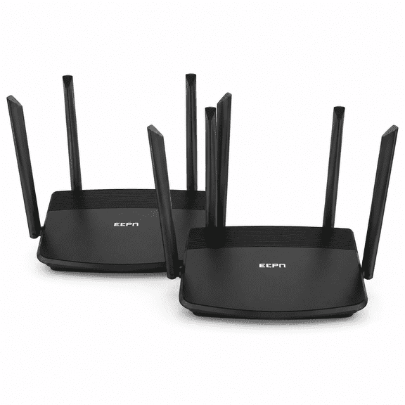 ECPN W6 AX1800 WiFi 6 Router 2 Packs, 1800Mbps Dual-Band Wireless Router with Easy Mesh, WPA3, 5 Gigabit Ethernet Ports, MU-MIMO, OFDMA, Beamforming, 4 x 5dBi Antennas, Black