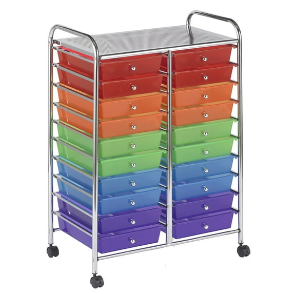 ECR4KIDS 20 Drawer Mobile Organizer - Assorted Colors
