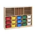 thumbnail image 1 of ECR4Kids Multi-Section Mobile Tray Cabinet and 15 Scoop Front Bins, Classroom Furniture, Natural, 1 of 9