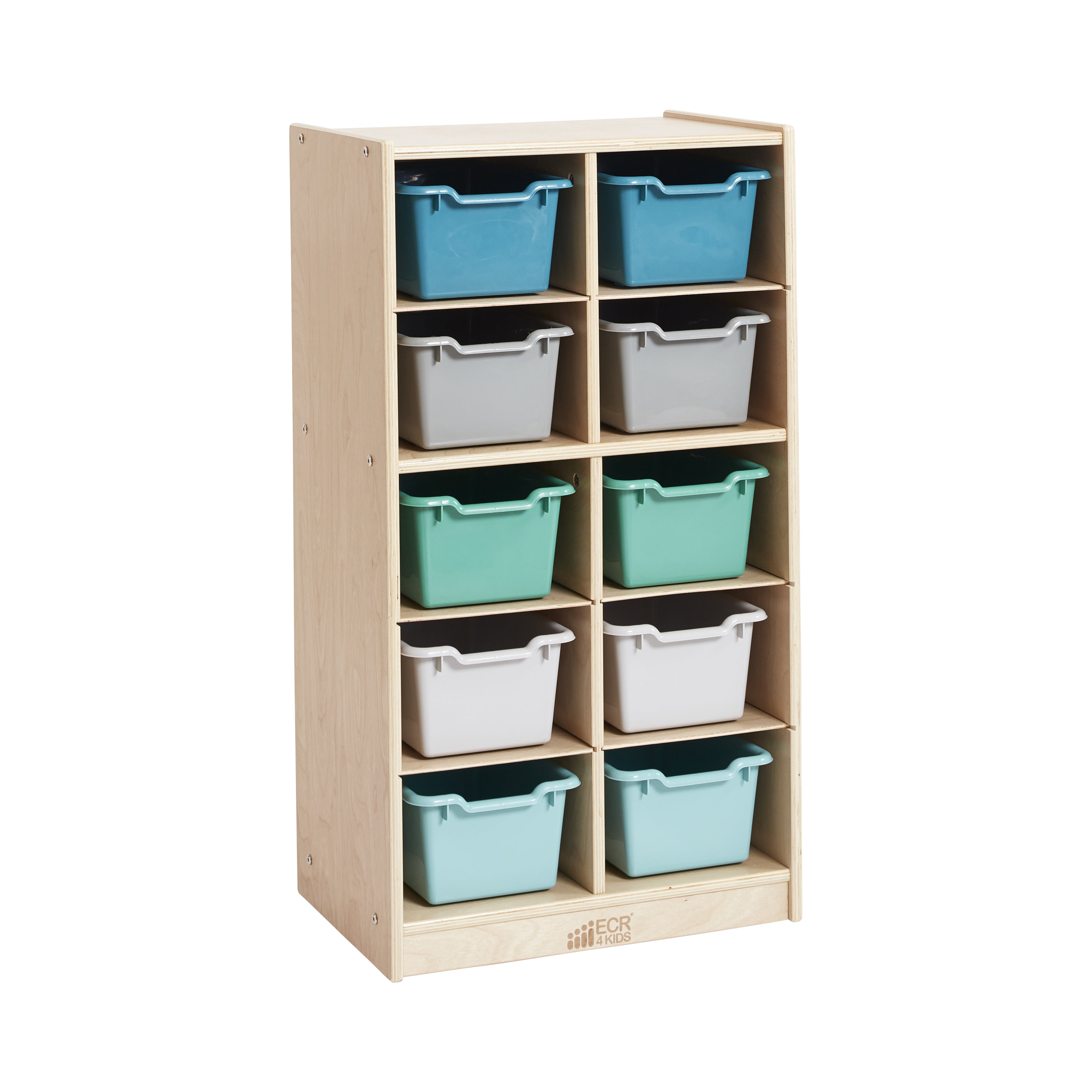 ECR4Kids 10 Cubby Tray Cabinet with Scoop Front Storage Bins, 5x2, Classroom Furniture