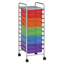 ECR4Kids 10-Drawer Value Mobile Storage Utility Cart, Craft Organizer, Assorted