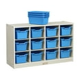 thumbnail image 1 of ECR4Kids 12 Cubby Mobile Tray Cabinet and 15 Scoop Front Bins, 3x4, Kids Furniture, White Wash, 1 of 9