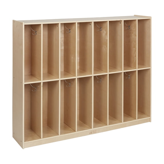 ECR4Kids 16-Section Slim-Fit Classroom Storage Coat Locker, Kids Furniture, Natural