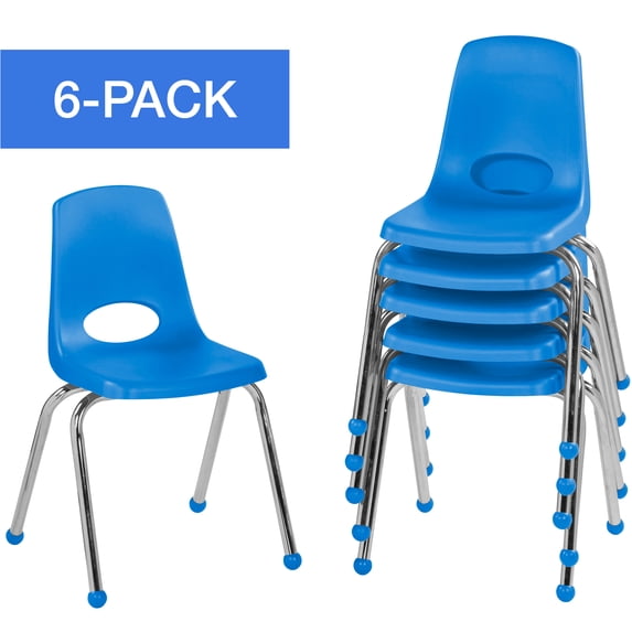 ECR4Kids 16in Stack Chair Chrome Legs Ball Glide - Blue