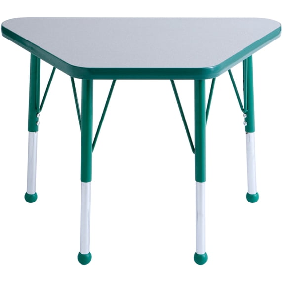 ECR4Kids 18in x 30in Trapezoid Everyday T-Mold Adjustable Activity Table Grey/Green - Standard Swivel