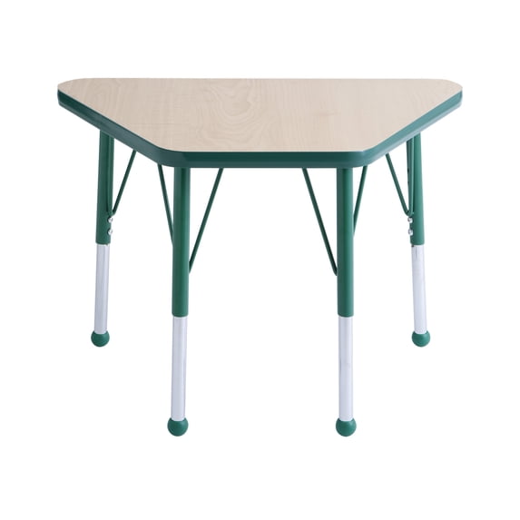 ECR4Kids 18in x 30in Trapezoid Everyday T-Mold Adjustable Activity Table Maple/Green - Standard Ball