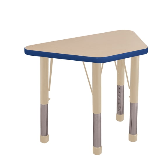 ECR4Kids 18in x 30in Trapezoid Premium Thermo-Fused Adjustable Activity Table Maple/Blue/Sand - Chunky Leg