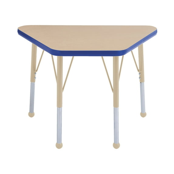 ECR4Kids 18in x 30in Trapezoid Premium Thermo-Fused Adjustable Activity Table Maple/Blue/Sand - Standard Ball