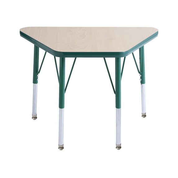 ECR4Kids 18in x 30in Trapezoid Premium Thermo-Fused Adjustable Activity Table Maple/Green/Green - Standard Swivel