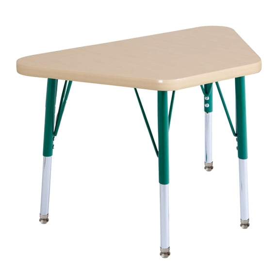 ECR4Kids 18in x 30in Trapezoid Premium Thermo-Fused Adjustable Activity Table Maple/Maple/Green - Standard Swivel