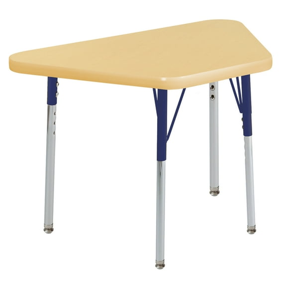 ECR4Kids 18in x 30in Trapezoid Premium Thermo-Fused Adjustable Activity Table Maple/Maple/Navy - Toddler Swivel