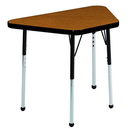 ECR4Kids 18in x 30in Trapezoid Premium Thermo-Fused Adjustable Activity Table Oak/Black/Black - Standard Ball